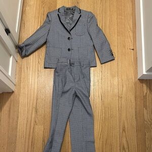 Classic Boys' Check Blazer & Pants Set - Gray
